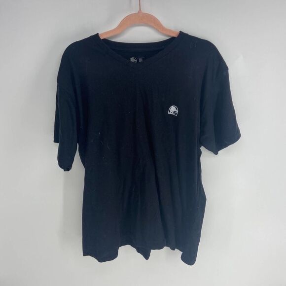 Taco Bell Logo Abstract Graphic Black Crew neck Short Sleeve T Shirt Womens XL - Picture 1 of 4